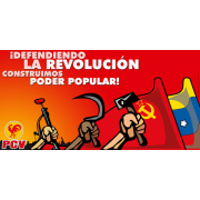 Venezuela Komünist Partisi'nin 'Devrimi savunmak için' belgili afişi